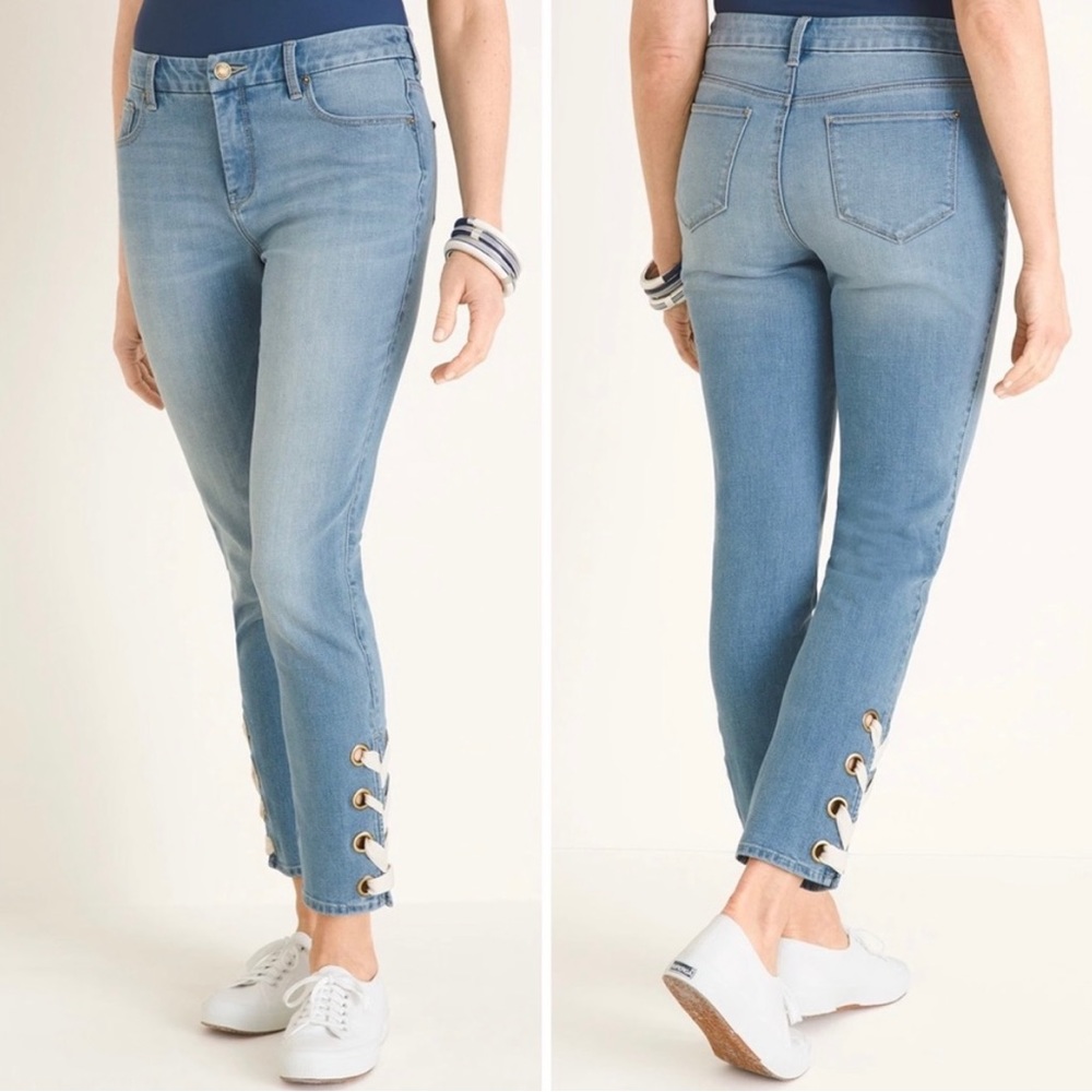 Chico’s Women’s So Slimming Girlfriend Slim Leg Denim Cropped Jeans new & tags